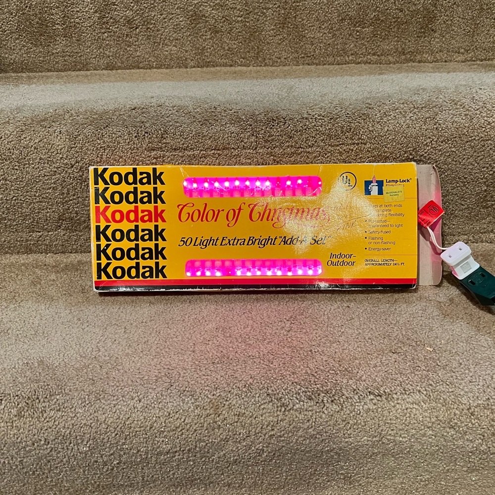Kodak 50 Strand Pink Christmas lights White wire New